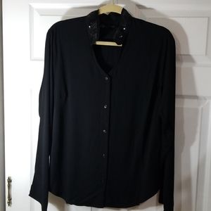 JET John Eshaya Black Sequin Collar Blouse NWT